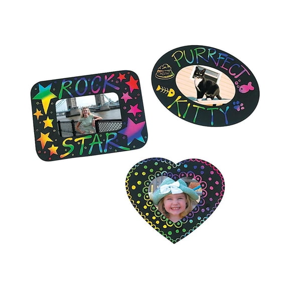 Fun Express Magic Color Scratch Picture Frame Magnets - 12 Pc.