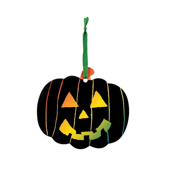 Magic Color Scratch Pumpkin Ornaments - Craft Supplies - 24 Pieces