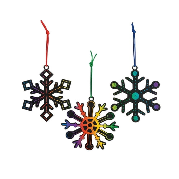 Magic Color Scratch Snowflakes Ornaments - Craft Supplies - 24 Pieces