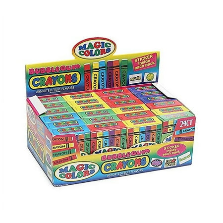 Magic Colors Assorted Fruit Flavored Bubble Gum Crayons Packs: 24-Piece Box