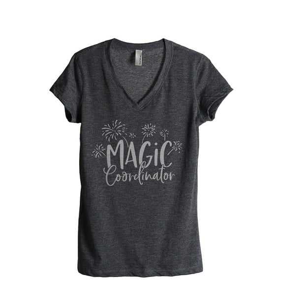 Magic Coordinator Women's Fashion Relaxed V-Neck T-Shirt Tee Charcoal Grey Small