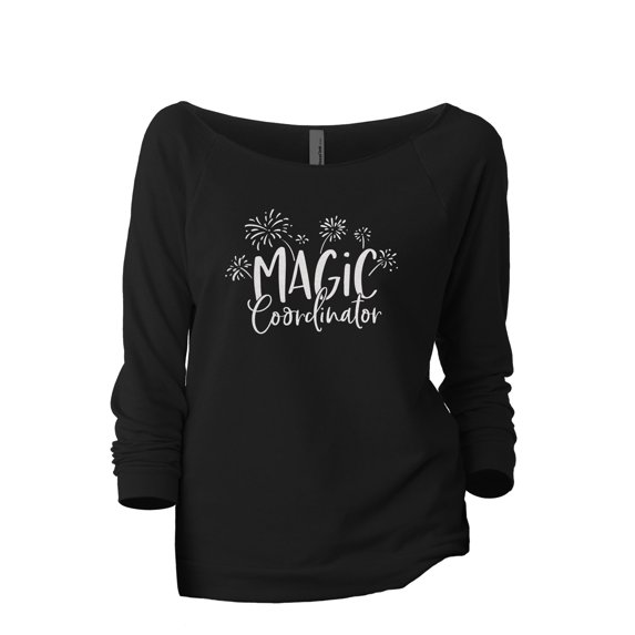 Magic Coordinator Women's Fashion Slouchy 3/4 Sleeves Raglan Lightweight Sweatshirt Black 2X-Large