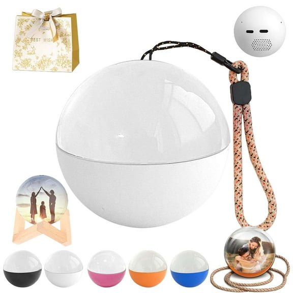 Magic Crystal Ball Christmas Ornament, Memory Orb, 2.7in Memory Orb Custom Video Sphere, Uploadable Videos & Photos, Memory Orb Ornament, Family Moments Keepsake Gifts (White)