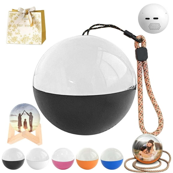 Magic Crystal Ball Christmas Ornament, Memory Orb, 2.7in Memory Orb Custom Video Sphere, Uploadable Videos & Photos, Memory Orb Ornament, Family Moments Keepsake Gifts (Black)