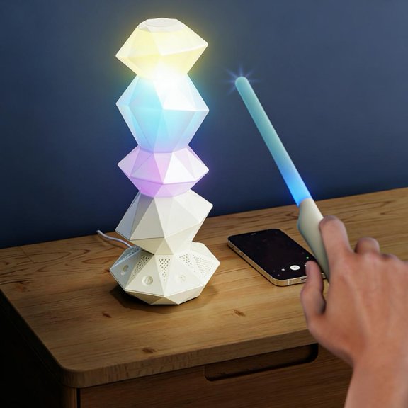Magic Crystal Bluetooth Speaker Night Light, RGB Color Changing Table Lamp with Magic Wand Remote, Dynamic Music Sync Lamp for Kids and Adults