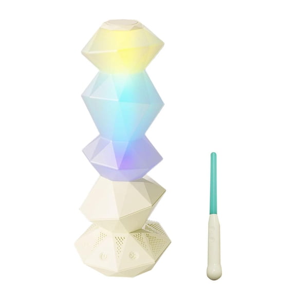 Magic Crystal Night Light Speaker, RGB Color Changing Desk Lamp with "Magic Wand" Remote Control, Music Sync Ambiance for Bedroom, Gaming Room Decor
