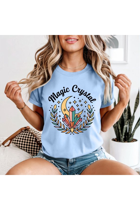 Magic Crystal Womens T-Shirt Spirituality Celestial Design All Size S-5XL