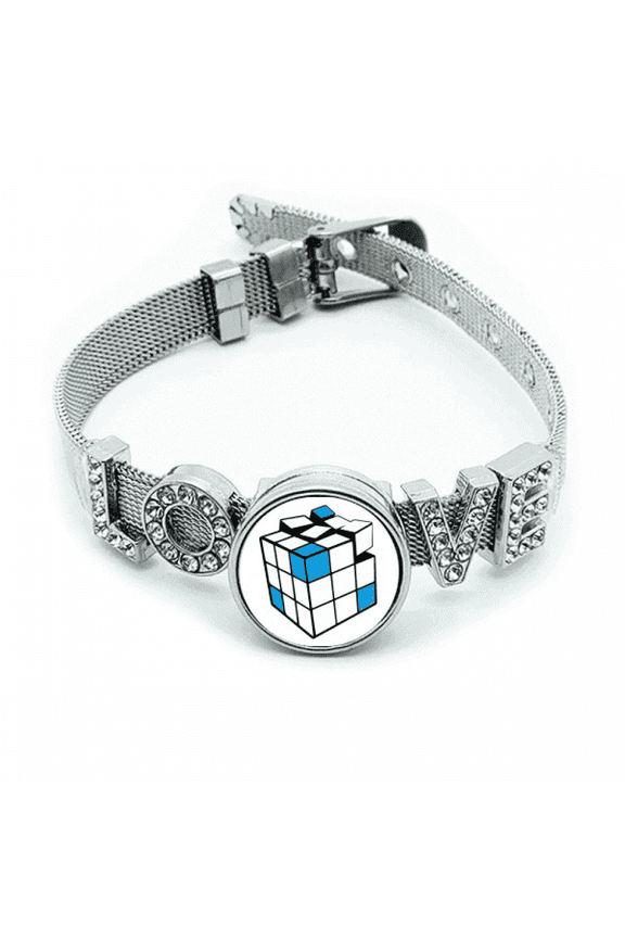 Magic Cube Color Toy Art Deco Fashion Bracelet Wristband Crystal Love Adjustable Bangle