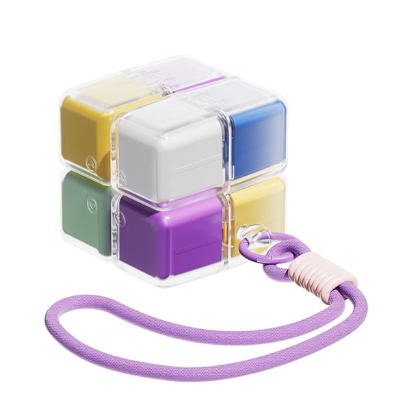 Magic Cube Magnetic Pill Organizer - Magic Cube Pill Box, Weekly Pill Organizer Magnetic, Portable Travel Pill Case with Strap with 8 Compartments, Pocket Pill Box