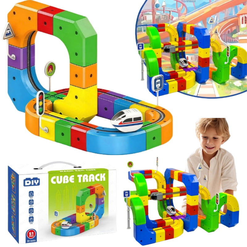 51/81/123 Pieces Magic Rail Cube Train Set, Electri Produktbild-Vorschau 8