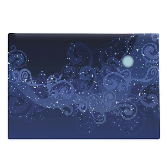 Magic Cutting Board, Abstract Mystical Night with Stars and Moon and Milky Way, Decorative Tempered Glass Cutting and Serving Board, in 3 Sizes, by Ambesonne
