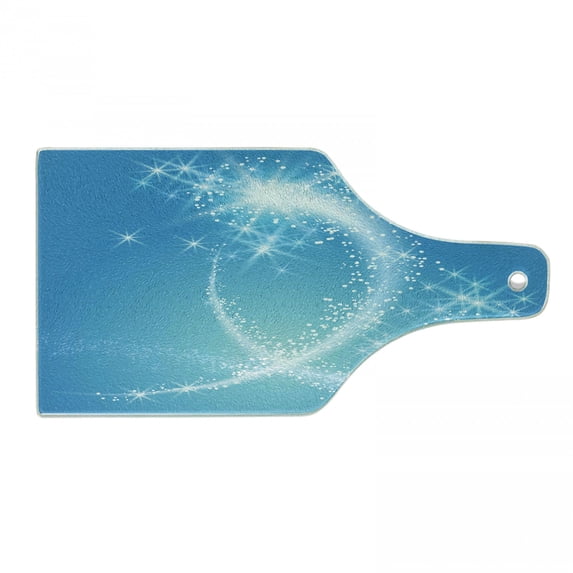 Magic Cutting Board, Fairytale Magic Fantasy Celebration Swirling Stars with Tail Illustration, Decorative Tempered Glass Cutting and Serving Board, in 3 Sizes, by Ambesonne