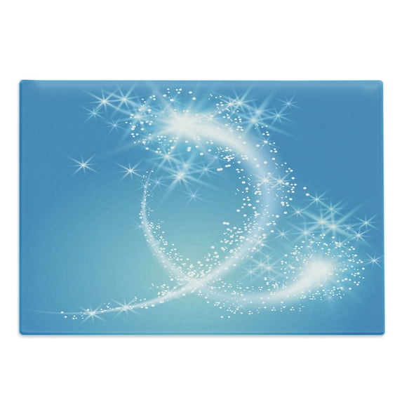 Magic Cutting Board, Fairytale Magic Fantasy Celebration Swirling Stars with Tail Illustration, Decorative Tempered Glass Cutting and Serving Board, in 3 Sizes, by Ambesonne