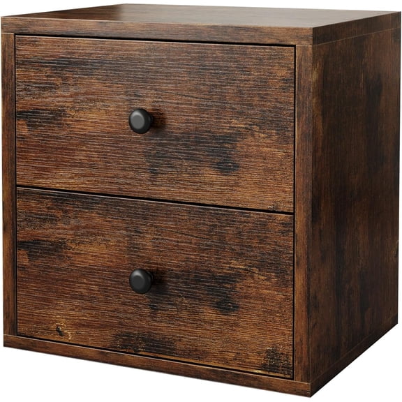 Magic DIY Cube Storage Organizer Stackable Cubes for Home Books Clothes Toy-Modular Cubby Storage System-Office Cubical-Bookcase Closet (Antique Brown, Drawer Cube)