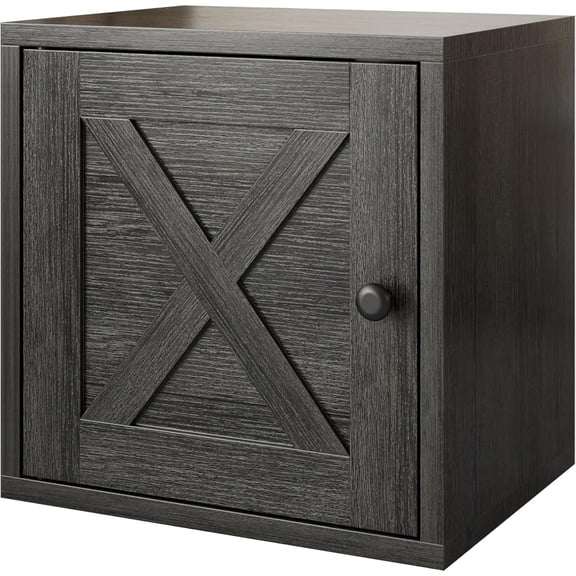 Magic DIY Cube Storage Organizer Stackable Cubes for Home Books Clothes Toy-Modular Cubby Storage System-Office Cubical-Bookcase Closet (French Oak,Door Cube)