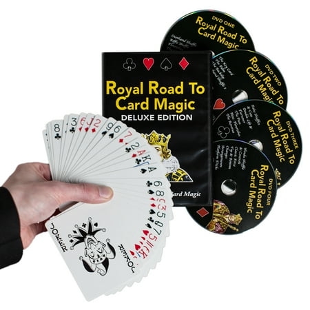 Magic DVD Set - Royal Road to Card Magic Deluxe - Complete Set with DVD and Delands Marked Deck - Learn Over 100 Tricks