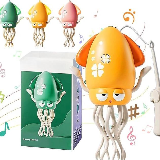 Poulpe Dansant électrique Avec LED Et Musique - Jouet Interactif Avec Canne à Pêche - Rechargeable USB - Cadeau Pour Enfants