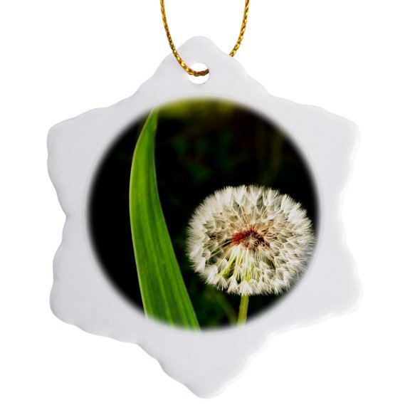3drose, Magic Dandelion Puff Is a Photo of a Dandelion Puff Ball, 3 inch Snowflake Porcelain Ornament