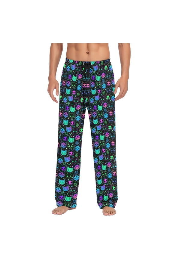 Magic Devil Cats joogoo Men's Pajama Pants Cotton Long Sleepwear Lounge Pants M