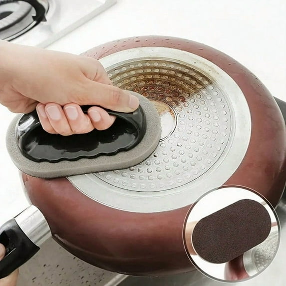 Magic Diamond Sponge Brush with Ergonomic Handle - Non-Abrasive Scrubber for Tough Stains, Grease & Rust on Pots, Pans & Cookware