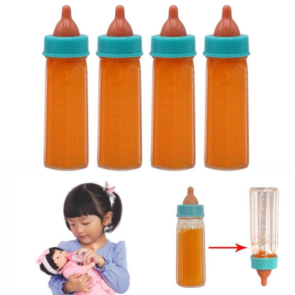 Magic Disappearing Liquid Doll Feeding Bottles Plastic Simulation Milk Bottle Props 4 Pcs