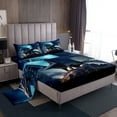 thumbnail image 1 of YST Magic Dragon Bed Set Magical Dinosaur Bed Sheets Set Toddler Bed, 3D Pterosaur Sheet Set Twin Blue Galaxy Sheets, Starry Sky Top Sheet for All Seasons 3pcs, 1 of 5