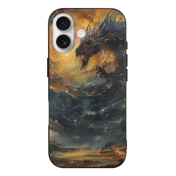 Magic Dragon Galaxy Phone Case Compatible with iPhone 17 TPU Black Shockproof Cover