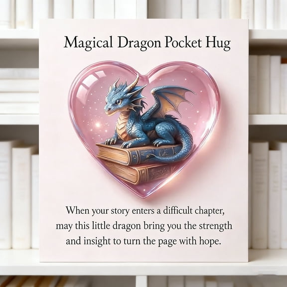 Magic Dragon Pocket Hug Gift with Greeting Card, Cute Dragon Pattern Love Figure, Valentine's Day/Birthday Gift, for Boyfriend and Girlfriend, Magic Lovers, Dragon Lovers, Family