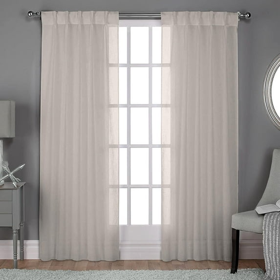 Magic Drapes Natural sheer curtains pinch pleated curtains & drapes for bedroom living room textured light filtering window curtains pinch pleated drapes (52Wx84L)