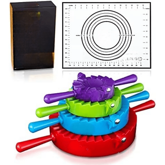Magic Dumpling Maker Kit, Set of 4 - Mold Ravioli, Empanadas, Momos, Gyozas, Pot Stickers, Jamaican Beef Patties, Pierogi and Calzones - Wonton Dough Press and Pasta Making Tools$$