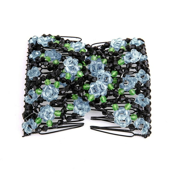 Magic Easy Stretching Combs for Women, Rose Beaded Hair Comb, Versatile Hair Comb, Headband Decoration, Hair Straightener, Insertion Comb, Elastic Beaded Hair Clips for Styling