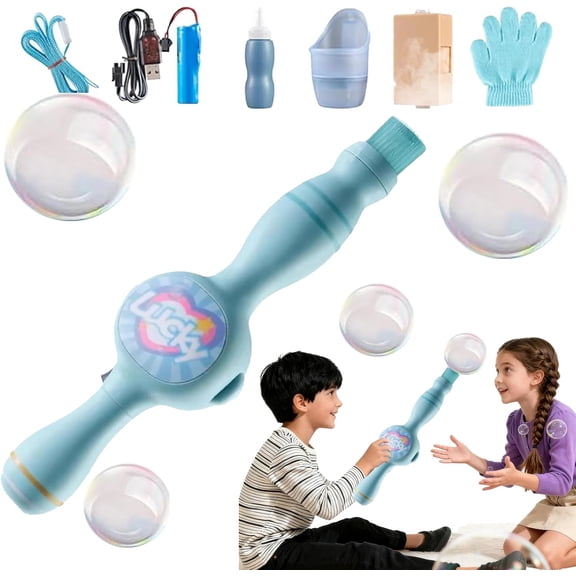 Magic Elastic Bubble Fog Wand,Bubble Machine Elastic Bubble Fog,Magic Interactive Fog Bubbles Machines for Party,with Music & Light for Party, Weddings, Outdoor Events, with Accessories Sets (Blue)