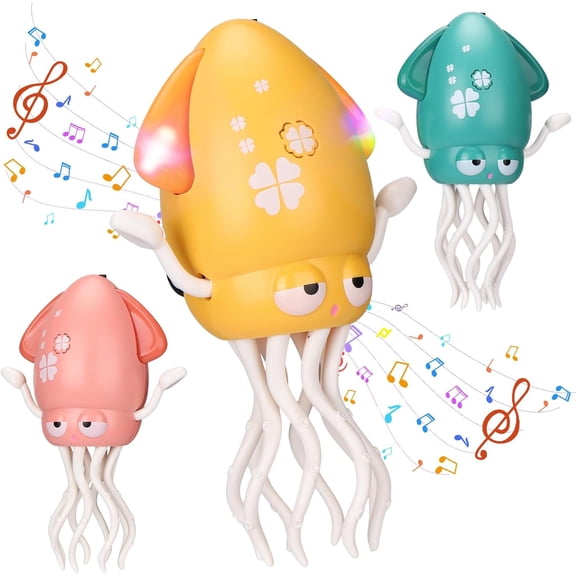 Magic Electric Dancing Octopus Toy with Led Light and Music,Playful Automatic Evasion Crawling Dancing Octopus with Fishing Rod,Smart Tentacle Explorer Dancing Squid Toy Tummy Time Toys
