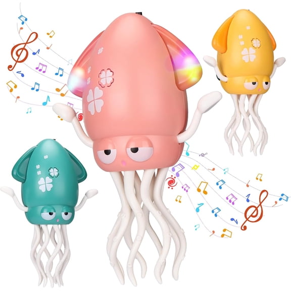 Magic Electric Dancing Octopus Toy with Led Light and Music,Playful Automatic Evasion Crawling Dancing Octopus with Fishing Rod,Smart Tentacle Explorer Dancing Squid Toy Tummy Time Toys