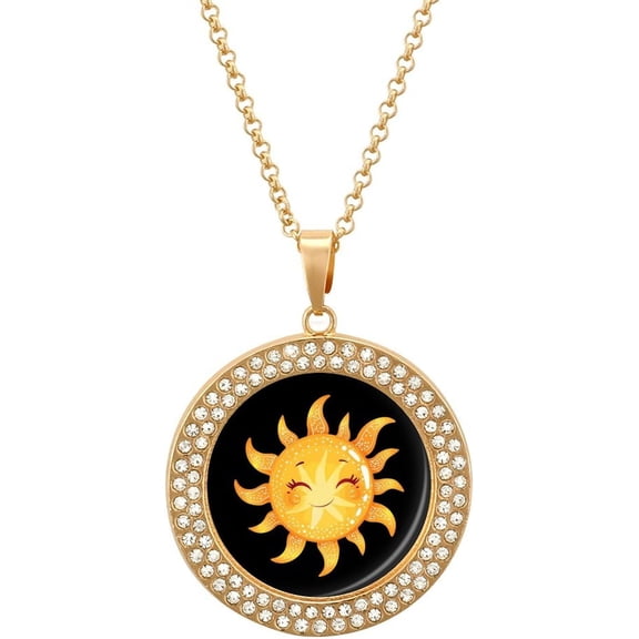 Magic Elegant Sun Sunshine Print Gold Necklace Silver Jewelry Chain Pendant Round Choker Necklace for Women[x245]