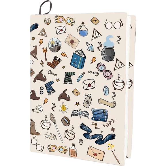 Magic Elements Stretchable Book Cover Washable Reusable Large Nylon Book Protector Elastic Notebook Wraps Suitable for Hardcover Books Classroom Students