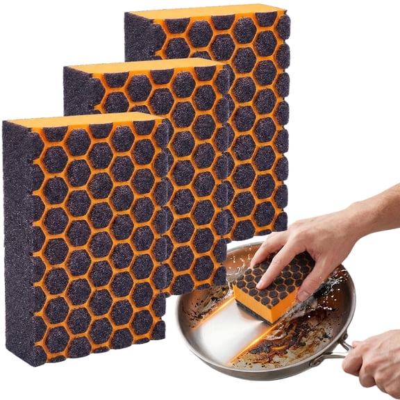 Magic Emery Cleaning Sponge, Nano Carborundum Scrub Sponge with Heavy Duty Stain & Grease Removal, Ideal for Pots, Pans, Kitchen Surfaces & Cookware