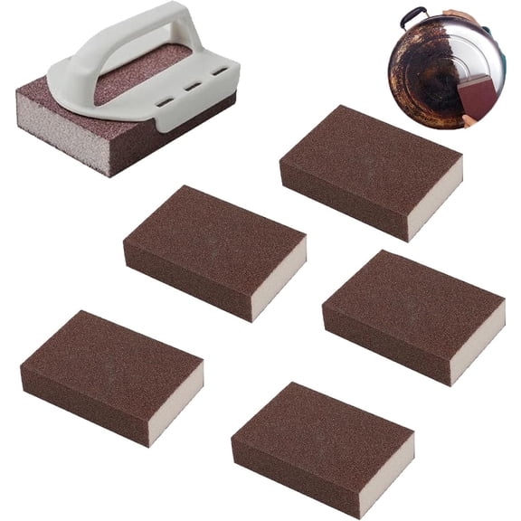 Magic Emery Cleaning Sponge – Nano Carborundum Scrubber for Pots & Pans, Rust Remover, Reusable Kitchen Scouring Pad with Handle