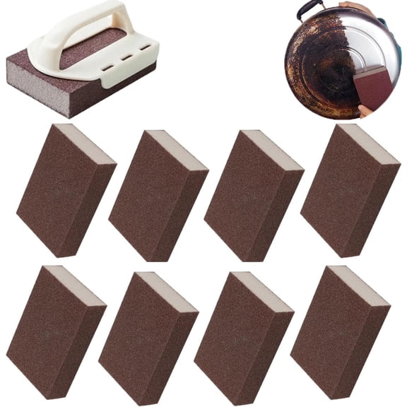 Magic Emery Cleaning Sponge – Nano Carborundum Scrubber for Pots & Pans, Rust Remover, Reusable Kitchen Scouring Pad with Handle