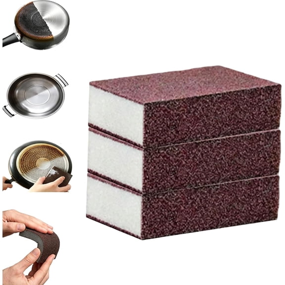 Magic Emery Cleaning Sponge, Rust Removing Sponge for Stainless Steel Pans, 2026 New Magic Eraser Scrubber for Pots Pans Grill Sink, Kitchen Bathroom Cleaning (3PCS)