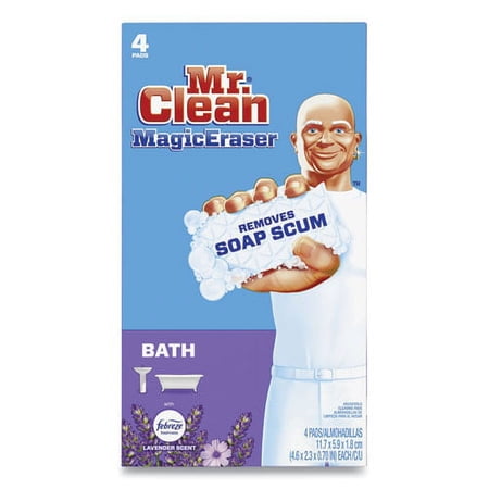 Magic Eraser Bathroom Scrubber, 4.6 X 2.3, White, 4/pack | Bundle of 10 Packs