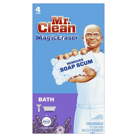 Magic Eraser Bathroom Scrubber, 4.6 X 2.3, White, 4/pack | Bundle of 5 Packs