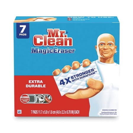 Magic Eraser Extra Durable. 4.6 X 2.4, 0.7" Thick, White, 7/pack | Bundle of 2 Packs