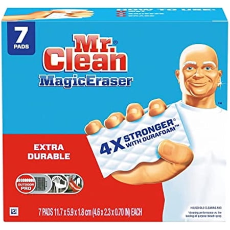Magic Eraser Extra Durable. 4.6 x 2.4 0.7" Thick, White, 7/Pack
