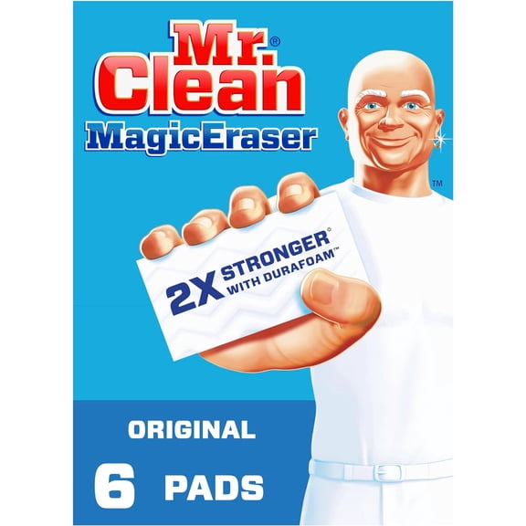Magic Eraser Original Cleaning Pads, Multi Purpose Cleaner, Bathroom Cleaning plies, All Purpose Cleaner, White, 6 Count