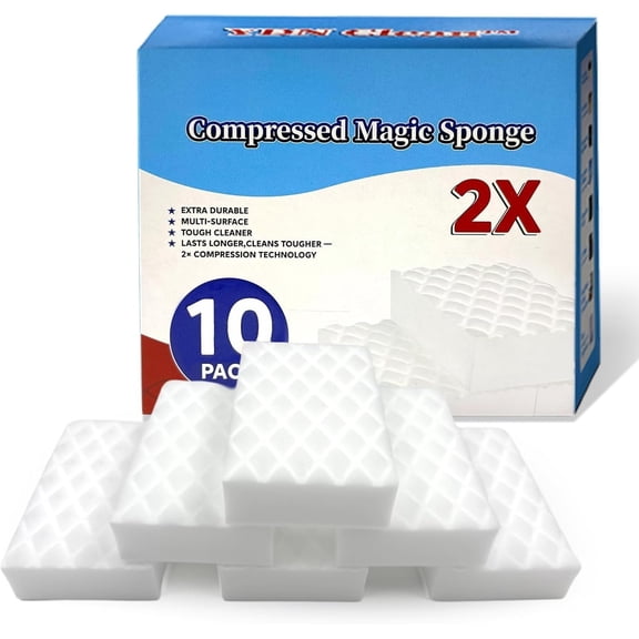 Magic Eraser Sponge 2X Density, Multi-Purpose Long Lasting Melamine Sponge, ing Sponge Eraser for Kitchen, Bathroom, Wall, Shoes & , Extra Durable, Non-Scratch (10)
