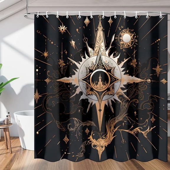 Magic Ethnic Shower Curtain, Waterproof Fabric Shower Curtain, Washable Polyester Bath Curtain for Bathroom Decor 36"W X 72"H