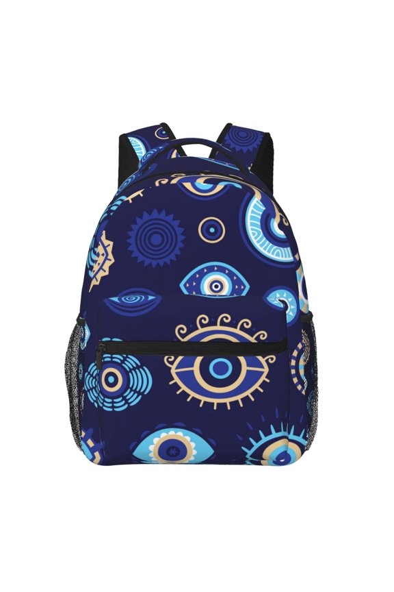 Magic Evil Eyes Backpack Casual College Bag Zipper Laptop Daypack Hiking Rucksack Travel