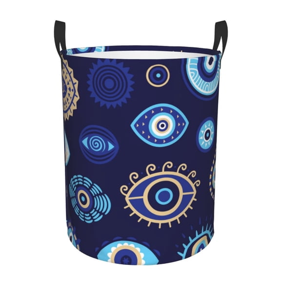 Magic Evil Eyes Foldable Laundry Hamper with Handle Storage Basket for Clothes Toys & Organizing