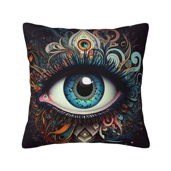Magic Evil Eyes Psychedelic Decorative Throw Pillow Case Square Pillowcase Cushion Covers Sofa Couch Car Bedroom 18x18 Inch